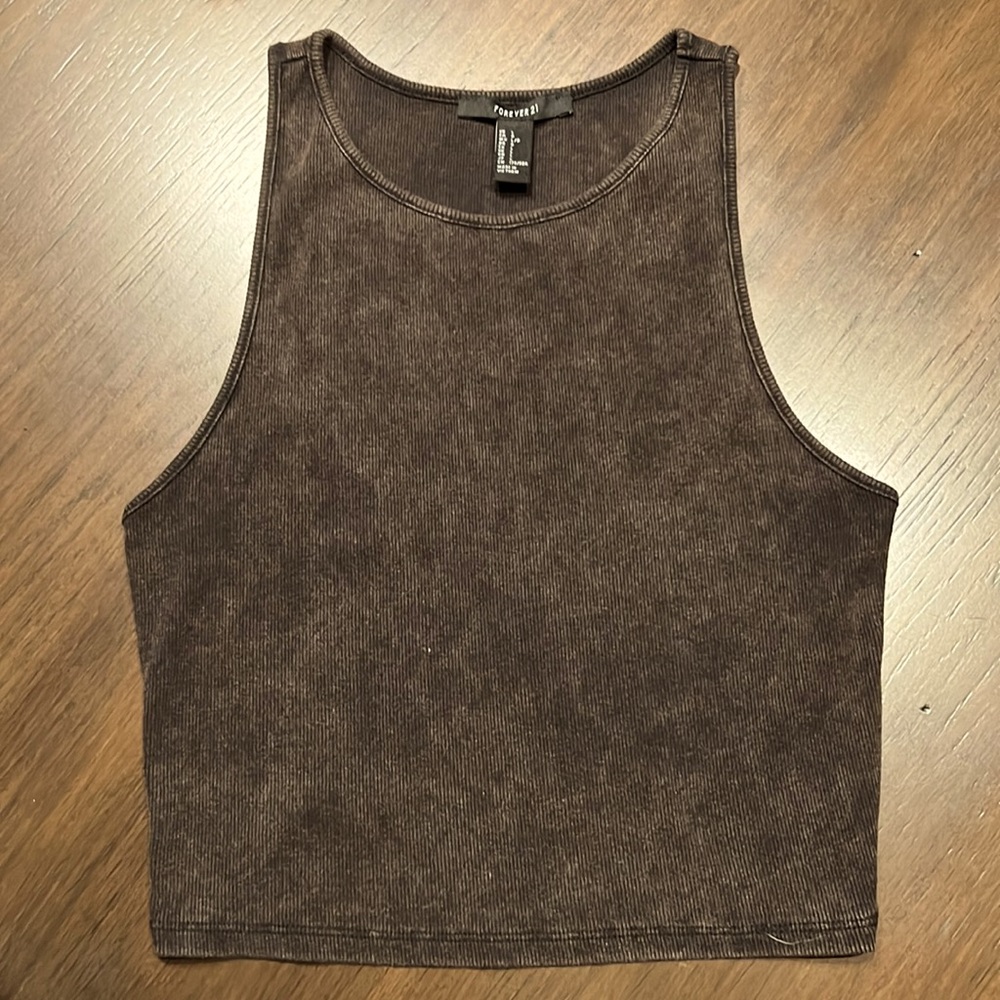 Forever 21 Brown, Slightly Distressed Cropped Tank Top